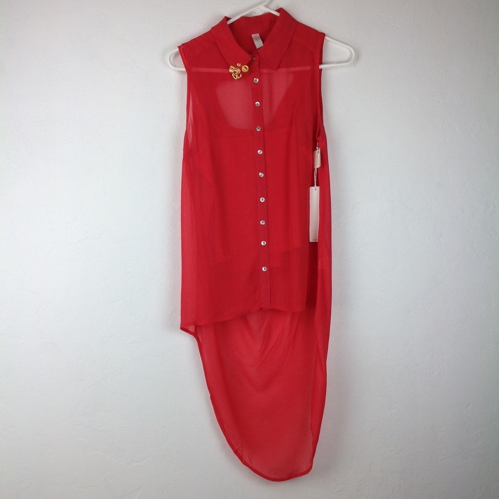 Coral Line & Dot sheer two-piece top